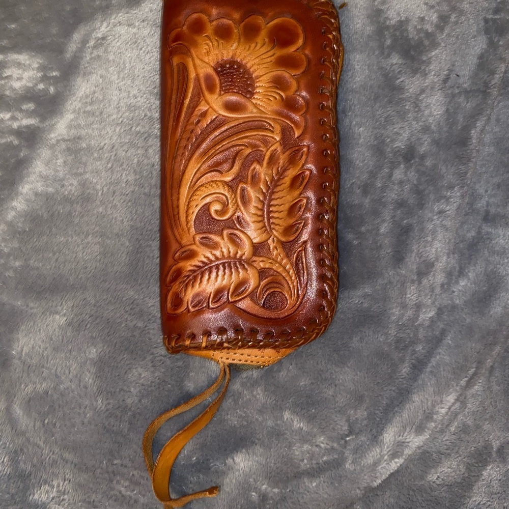 Floral Embossed Leather Wallet
